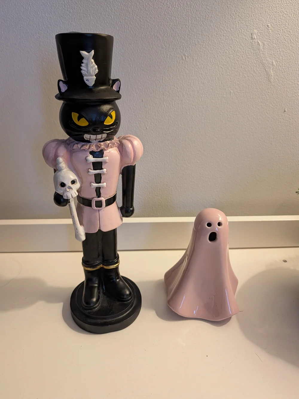 Black & Pink Decorative Nutcracker Figure And Pink Ghost